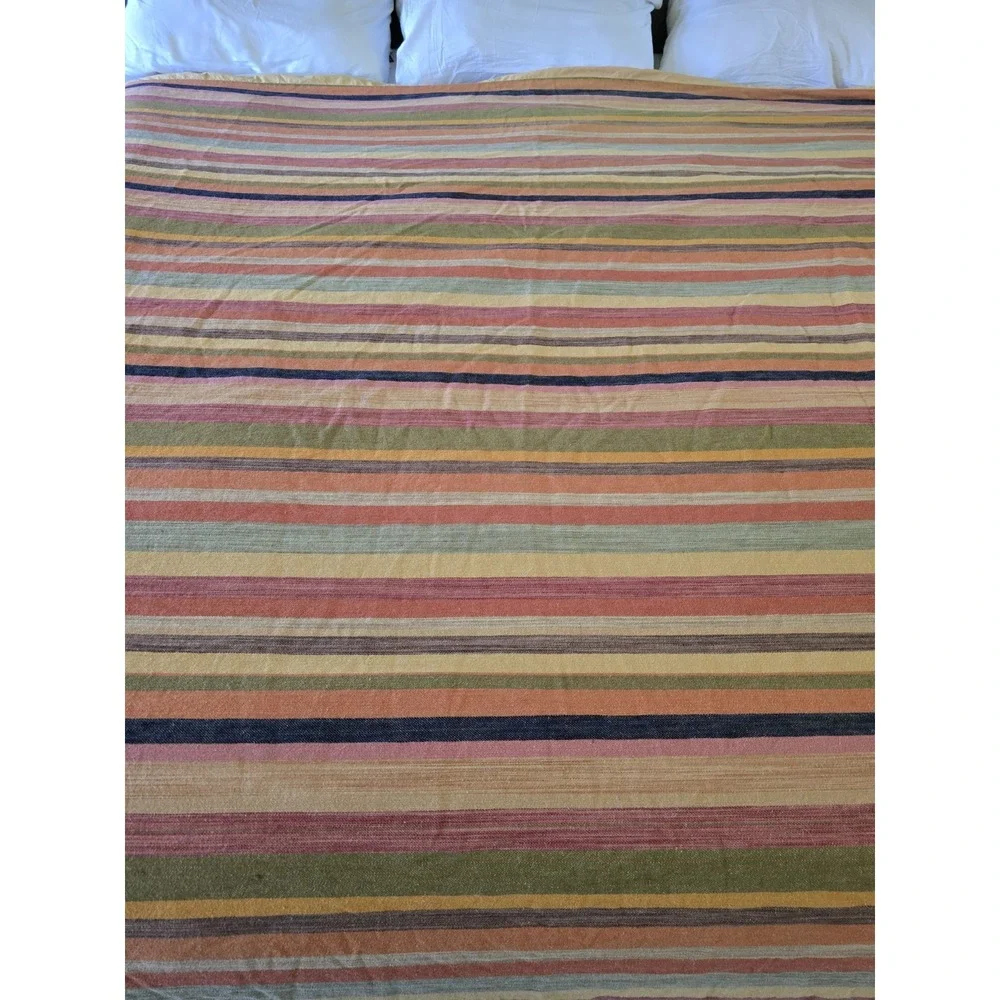 Pottery Barn King Duvet Cover Foundations Logan Stripe Orange Multicolor Stripe